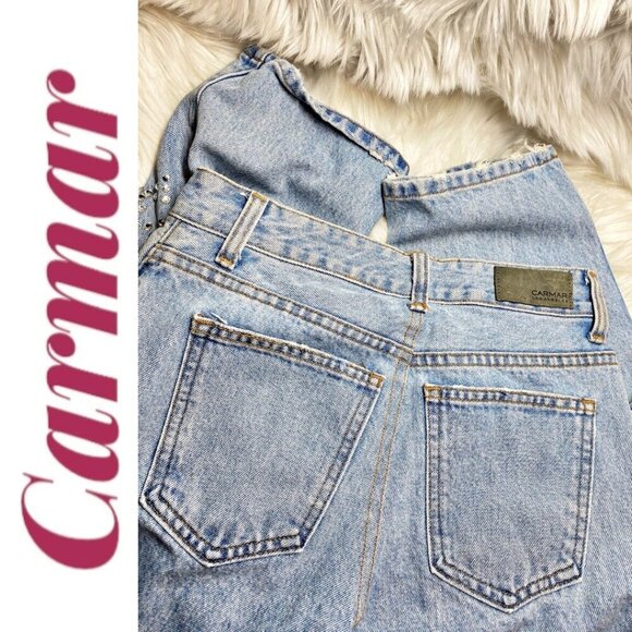 CARMAR Hermia Peyton Rhinestone Star Jeans High Rise Light Wash, Size 26 - Picture 8 of 11